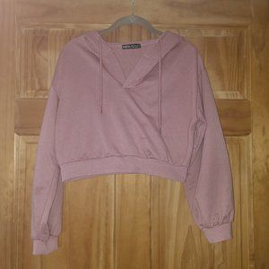 SHEIN Cropped Hooded Long Sleeve Pullover Top